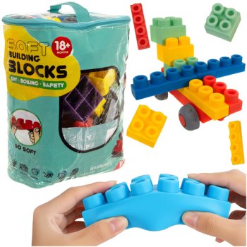 Soft Sensory Rubber Building Blocks for Toddlers, 80 pcs 26575