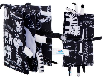 Kids Baby Soft Fabric Sensory Book with Animal Tails, Safari