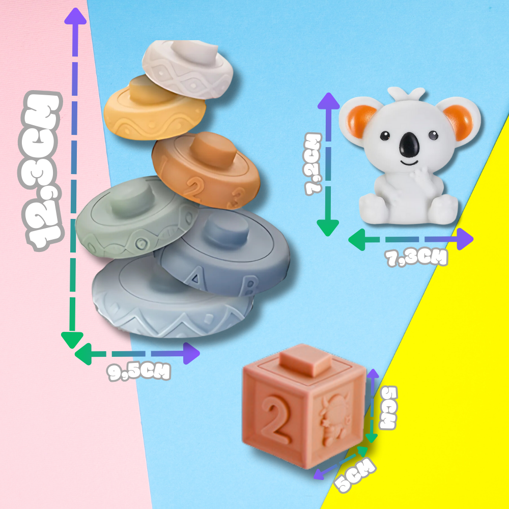 Soft Sensory Stacking Blocks for Babies and Toddlers, Teething Toy Set, 13 Pcs (3)