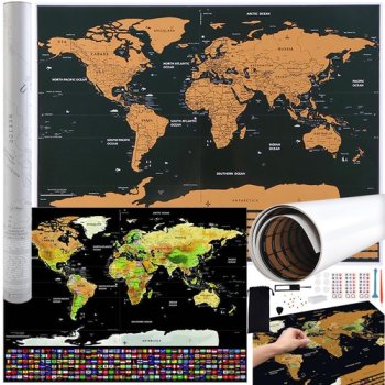 World Map Scratch Card Poster Best Gift for Traveler 23442 (with Accessories)