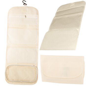 Hanging Travel Toiletry Bag Organizer with Hook for Cosmetics, Beige