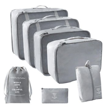 XXL Travel Organizer Set for Suitcases 7-Piece Packing Cubes for Clothes and Shoes