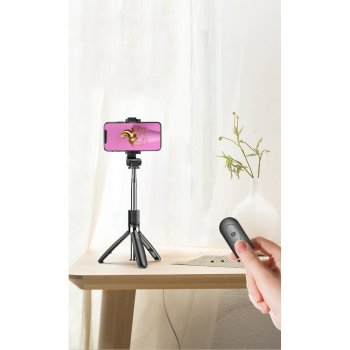 XO SS08 Selfie Stick with Tripod Telescopic Stand and Bluetooth Remote Control, Black