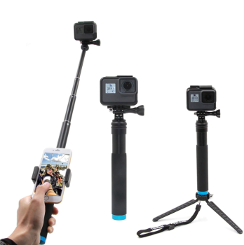 Telesin Selfie Stick with Tripod Telescopic Stand for GoPro and Phone, Black