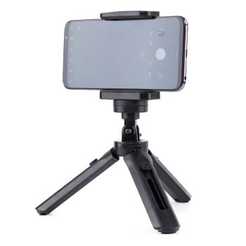 Table Tripod Selfie Stick for Phones Gopro + Phone Holder, Black