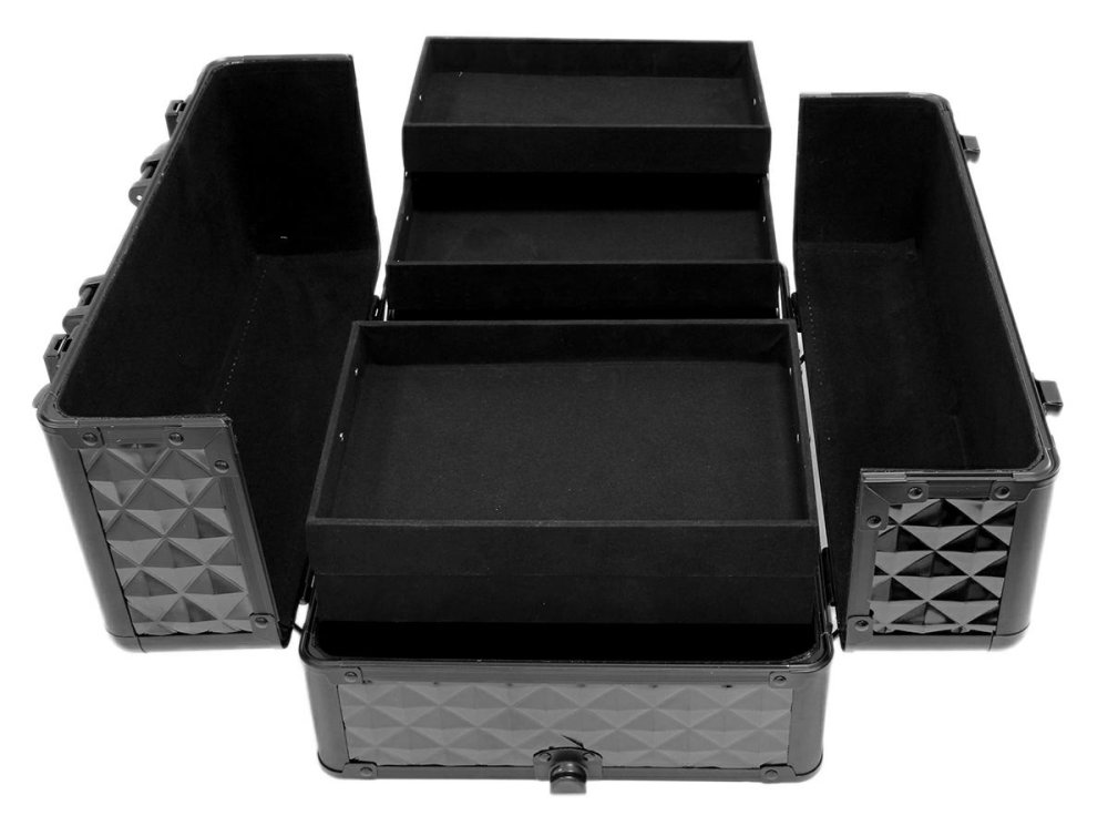 Beauty Trolley Makeup Suitcase on Wheels, Black (0)