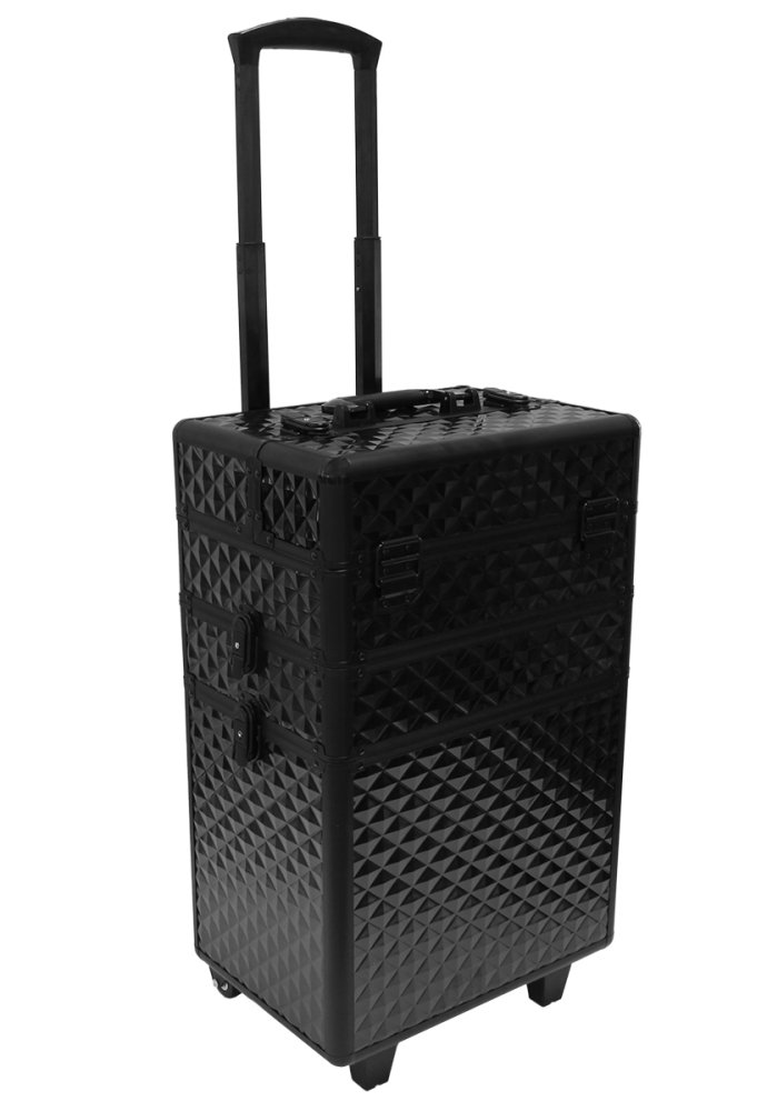 Beauty Trolley Makeup Suitcase on Wheels, Black (4)