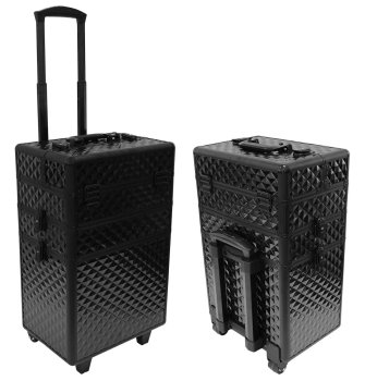 Beauty Trolley Makeup Suitcase on Wheels, Black