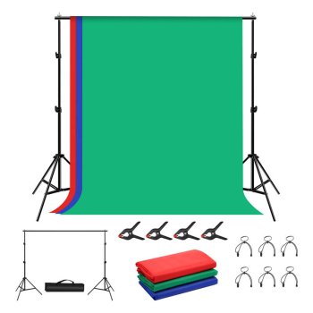 Puluz PKT5204 2x2m Photo Studio Background Support System with 3 Backdrops, Black