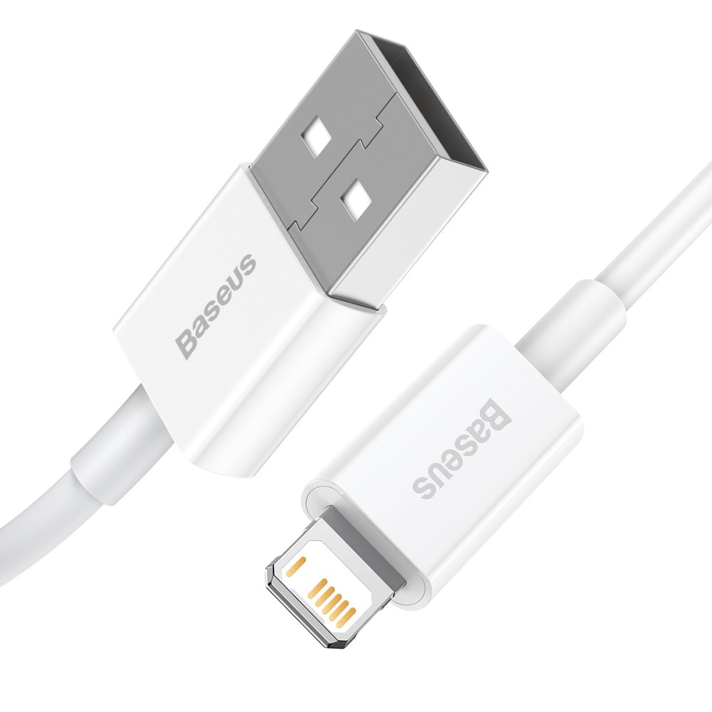 Baseus Superior USB to Apple iPhone Lightning Data Charging Cable 2.4A, 0.25m, White (0)