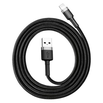 Baseus Cafule USB to Apple iPhone Lightning Data Charging Cable 2.4A, 1m, Black + Grey