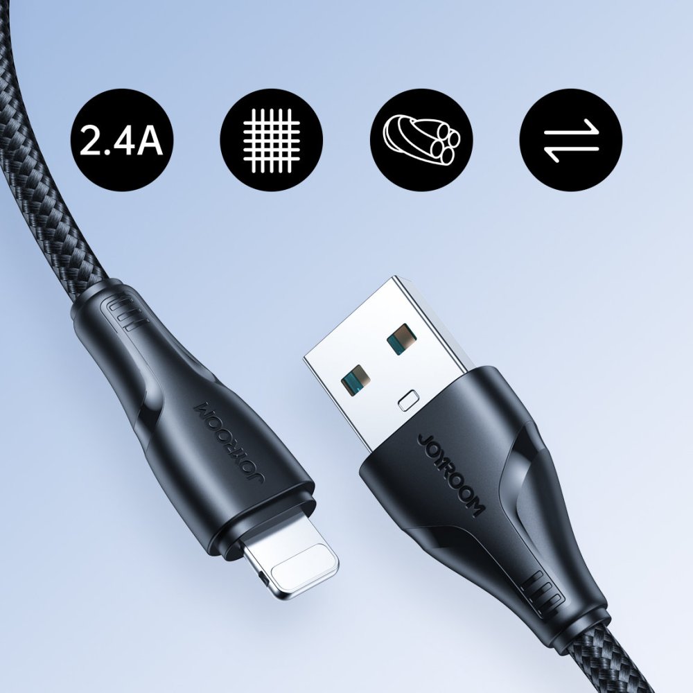 Joyroom USB to Apple iPhone Lightning Data Charging Cable 2.4A, 3m, Black (0)