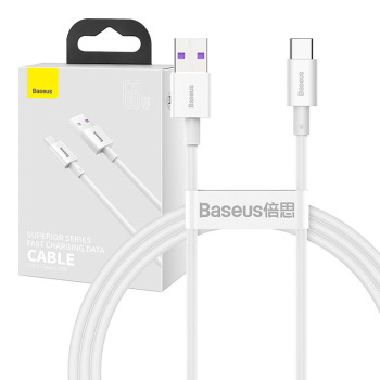 Baseus Superior Series USB to USB Type C Data Charging Cable, 66W, 1m, White
