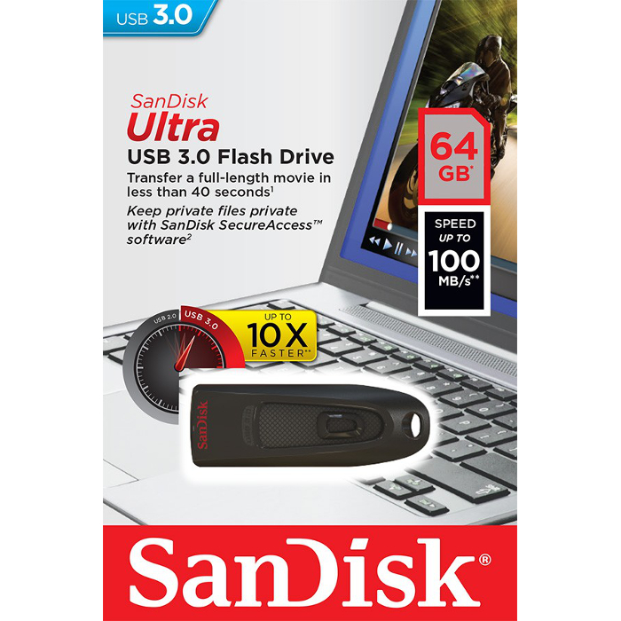 USB Flash Drive SanDisk Cruzer Ultra 64GB 3.0, Black (0)