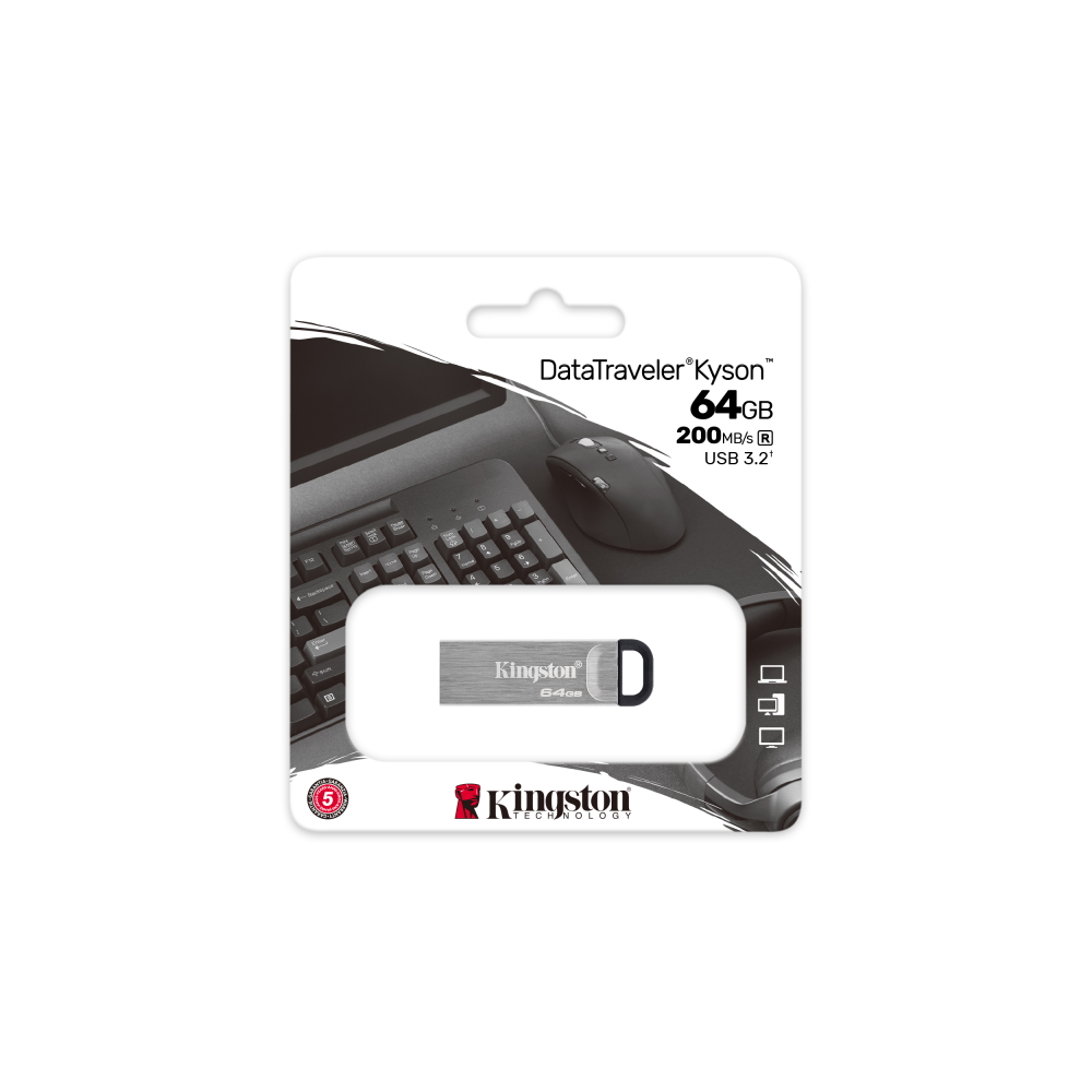 Kingston DataTraveler Kyson 64GB USB 3.2 Flash Drive, Silver (2)