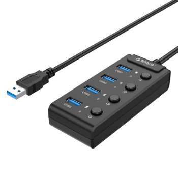 Orico USB 3.0. Hub with switches, 5x USB (black)