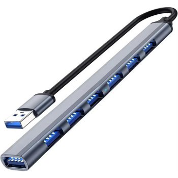 Slim 7-Port USB Hub with 1x USB 3.0 and 6x USB 2.0, Graphite