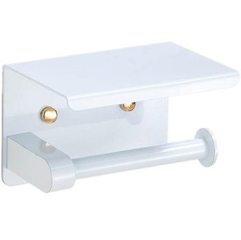 Toilet Paper Holder With Shelf, White