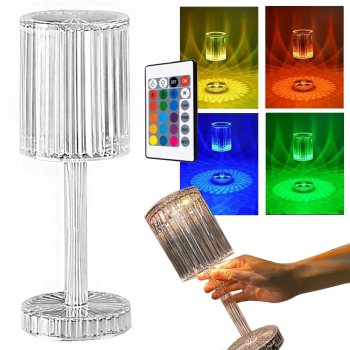 LED RGB Crystal Table Night Lamp with USB and Remote Control