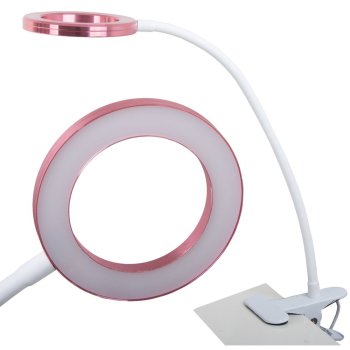 24 LED Desk Lamp with Clip, Flexible Arm, White and Pink