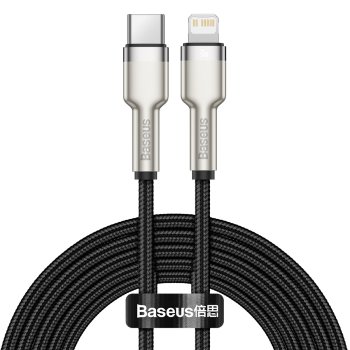 Baseus Cafule Metal USB Type C to Apple iPhone Lightning Data Charging Cable, PD, 20W, 2m, Black