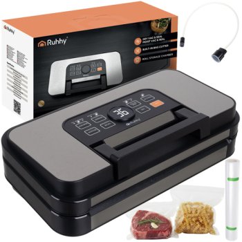 Ruhhy 24757 Vacuum Sealer with Double Pump and Built-in Cutter, 95 kPa