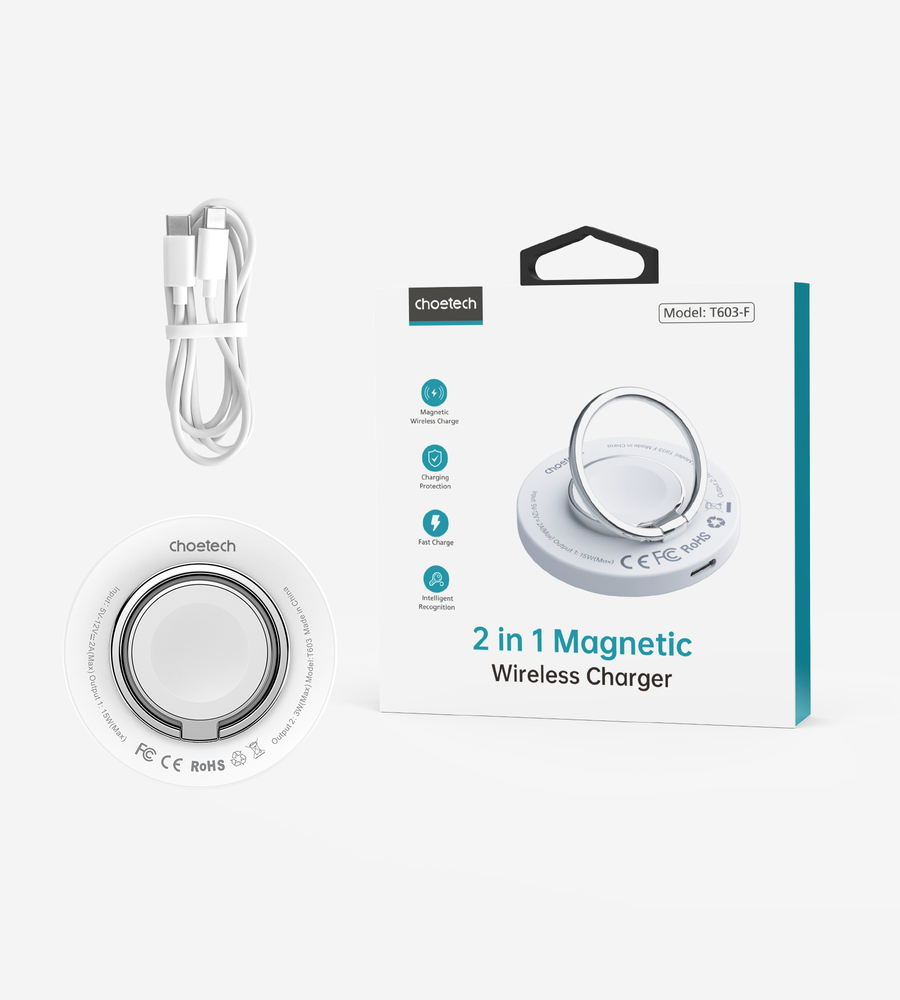 MagSafe Choetech T603-F inductive charger with holder - white (3)
