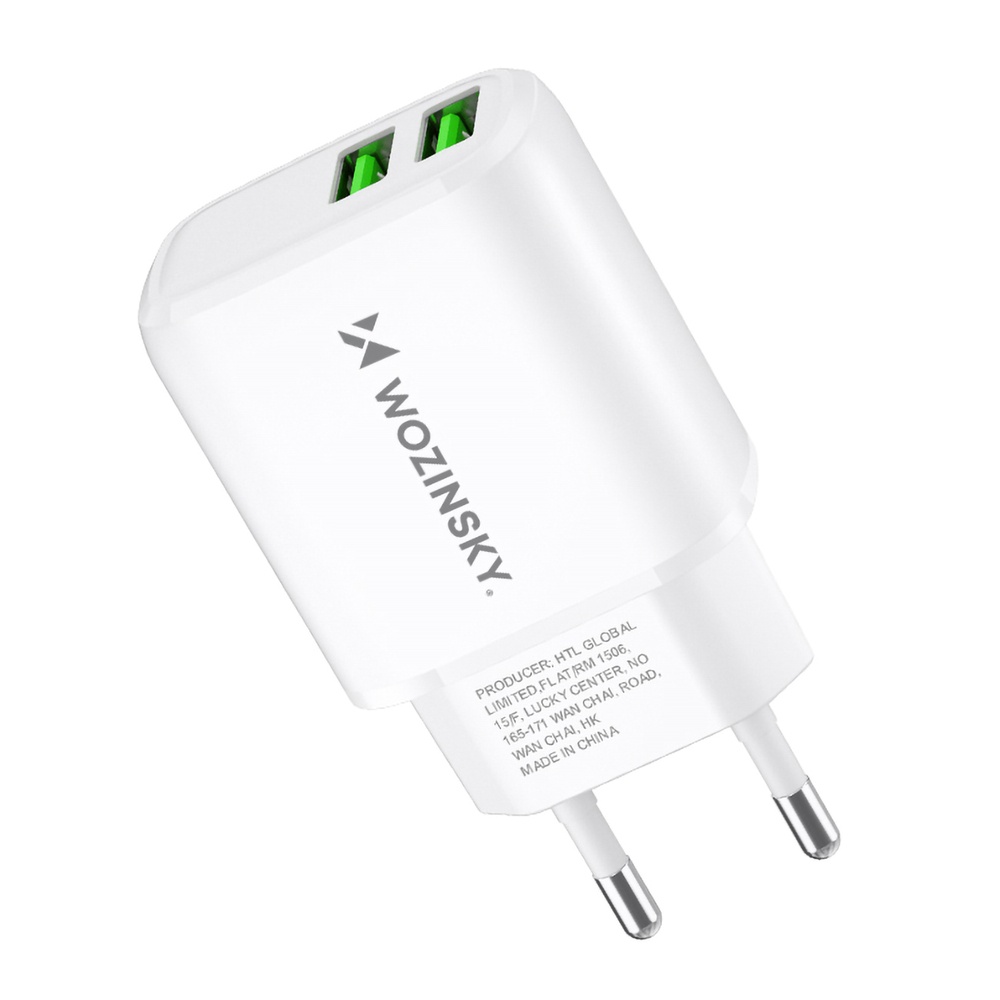 Wozinsky CUWCW 2.4A 2 x USB-A Wall Charger - White (1)