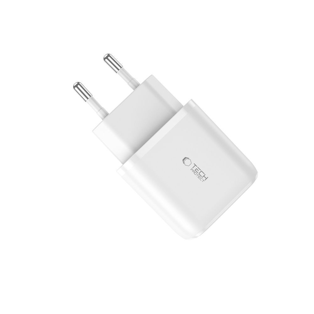 Tech-Protect C20W charger USB-C PD 20W / USB-A QC 3.0 - white (2)