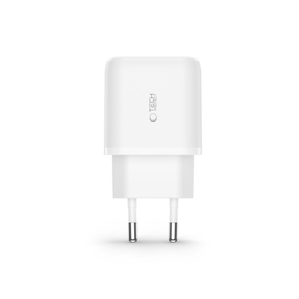 Tech-Protect C20W USB-C PD 20W / USB-A QC 3.0 Charger with USB-C / Lightning Cable - White (1)