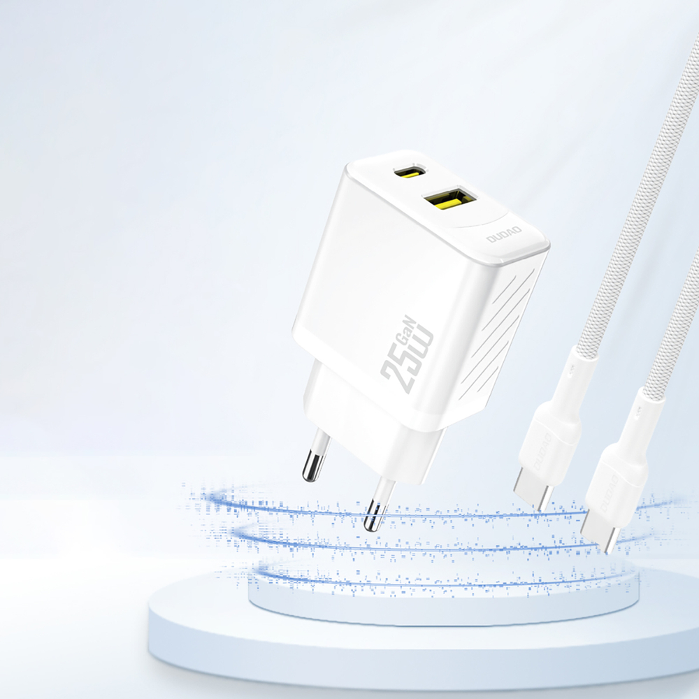Dudao A26T GaN 25W USB-A, USB-C Charger - White (0)