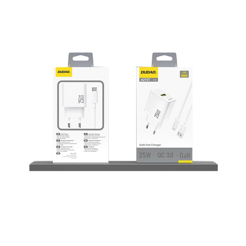 Dudao A27S 25W GaN USB-A Charger - White (2)