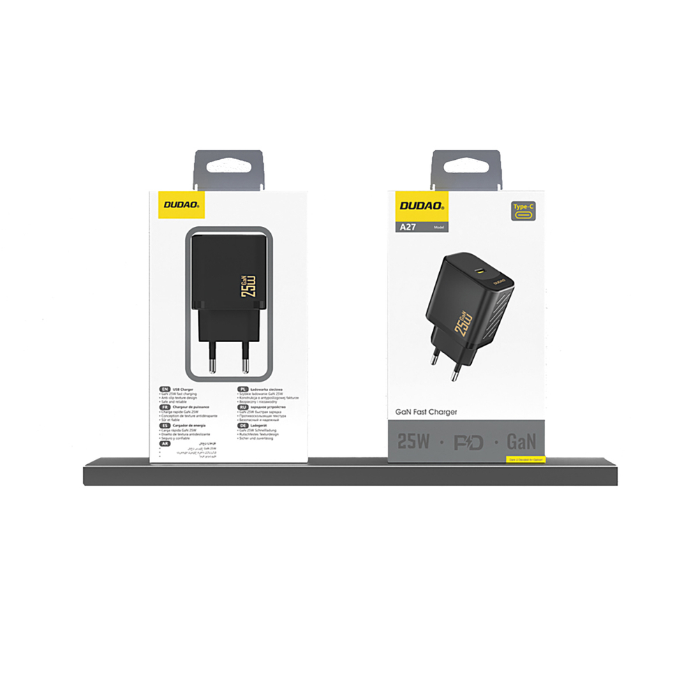 Dudao A27 25W GaN USB-C Wall Charger - Black (2)