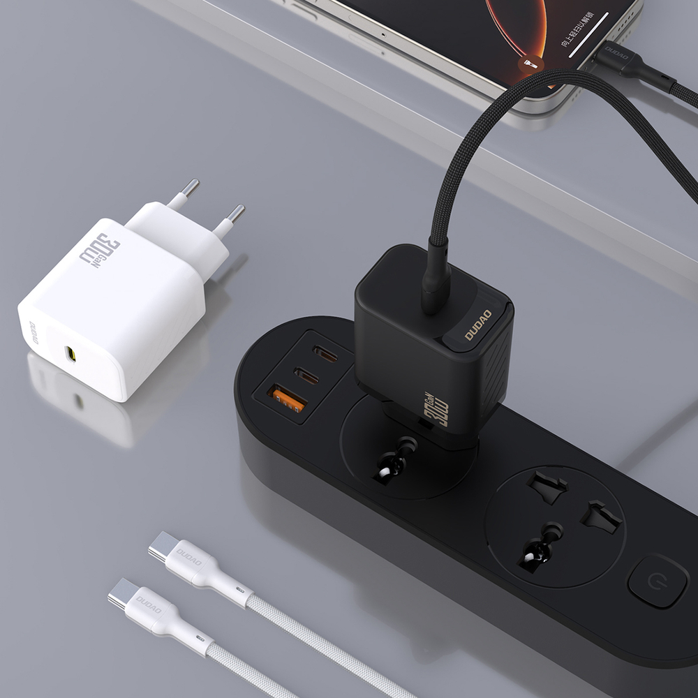 Dudao A27PCEU PD 30W GaN USB-C Wall Charger with USB-C Cable - White (1)