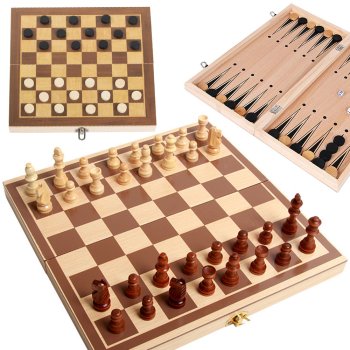 Chess Checkers and Backgammon Game Set 3in1