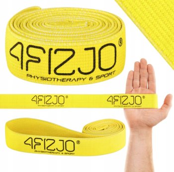 4Fizjo Flex Band Long Flexible Textile Training Loop Strap Tape, Yellow (High resistance, 5/5)
