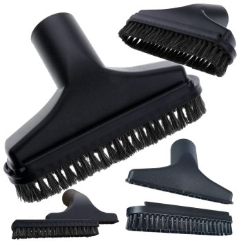 Universal vacuum cleaner nozzle 2-in-1 with retractable brush, black
