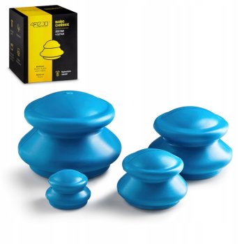 4FIZJO Acupuncture Vacuum Massage Cupping Bubbles Jars Cups, 4 pcs.