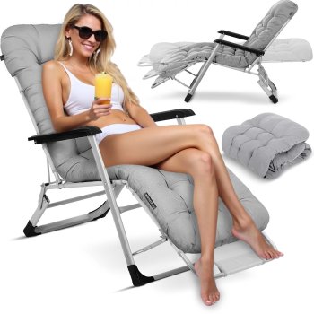 Sofotel ChillWell Gray Folding Garden Lounger with Cushion - Comfortable Outdoor Recliner