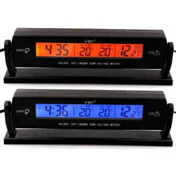 3-in-1 Car Thermometer, Voltmeter, and Digital Clock