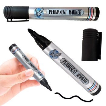 Permanent marker with round tip, waterproof, black
