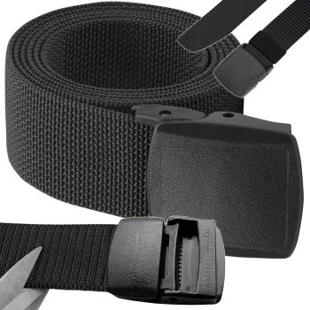 Tactical Military Belt with Quick-Release Plastic Buckle, Black