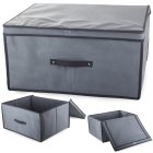 Large Fabric Storage Box with Lid for Clothes and Toys 60x45x30 cm, Grey