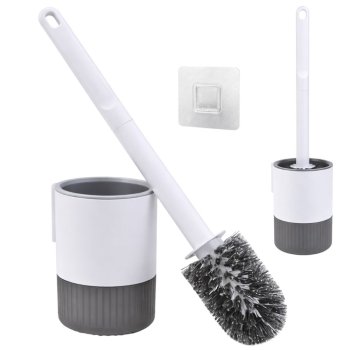 Classic Toilet Brush with Holder and Wall Hook, grey