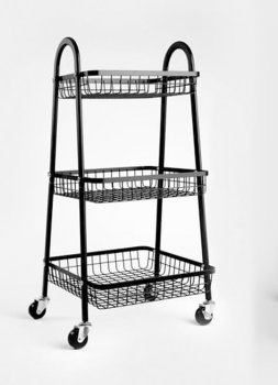 3-Tier Metal Rolling Utility Cart Storage Organizer, Black