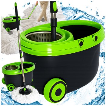 360 Spin Mop and Bucket Set with Wheels and 2 Microfiber Pads