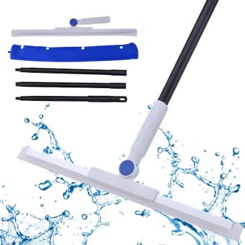 Adjustable 180° Floor and Window Water Squeegee with Microfiber Pad