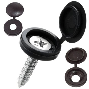 Hinged Screw Covers for Furniture Screws 100 Pack, Black