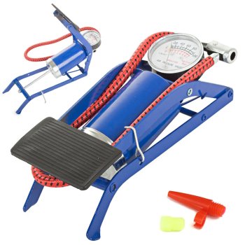 Portable Foot Pump Air Inflator for Car and Bike Tires with Pressure Gauge