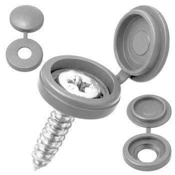 Hinged Screw Covers 100 Pack for Furniture and Cabinets, Light Gray